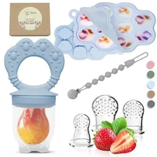 Set 1 : O’doe Silicone Baby Popsicle Molds and 1 Baby Food Feeders. (Blue)