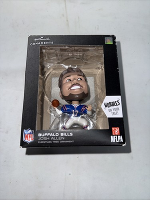 #ad NIB Josh Allen Buffalo Bills Bobble head Wobbles Christmas Ornament NFL Hallmark $29.99