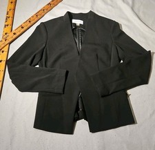 Calvin Klein Blazer Womens Size 6 Black Open Front Jacket Pocket Minimalist