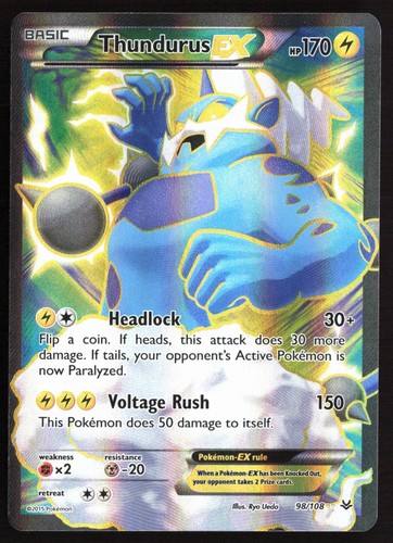 Pokemon Thundurus EX (98 Full Art) Holo XY - Roaring Skies 98/108 NM