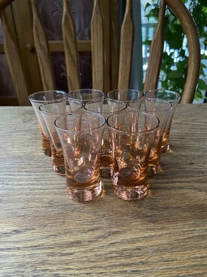 NINE Vintage 3'' Pink Depression Glass Shot/cordial Glasses No Chips/cracks