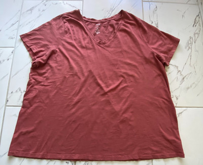 Sonoma Women 2X Rust Orange V Neck Short Sleeve Everyday Tee Bangladesh