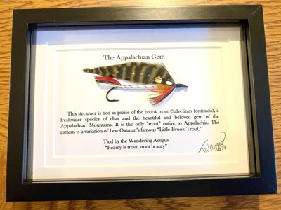 Framed Classic Streamer,  The Appalachian Gem.  Tribute To The Brook Trout. 5x7