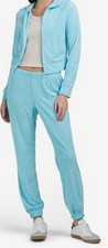 Juicy Couture Blue Terry Cloth 2pc Tracksuit Zip Hoodie Jacket Pants Pockets M