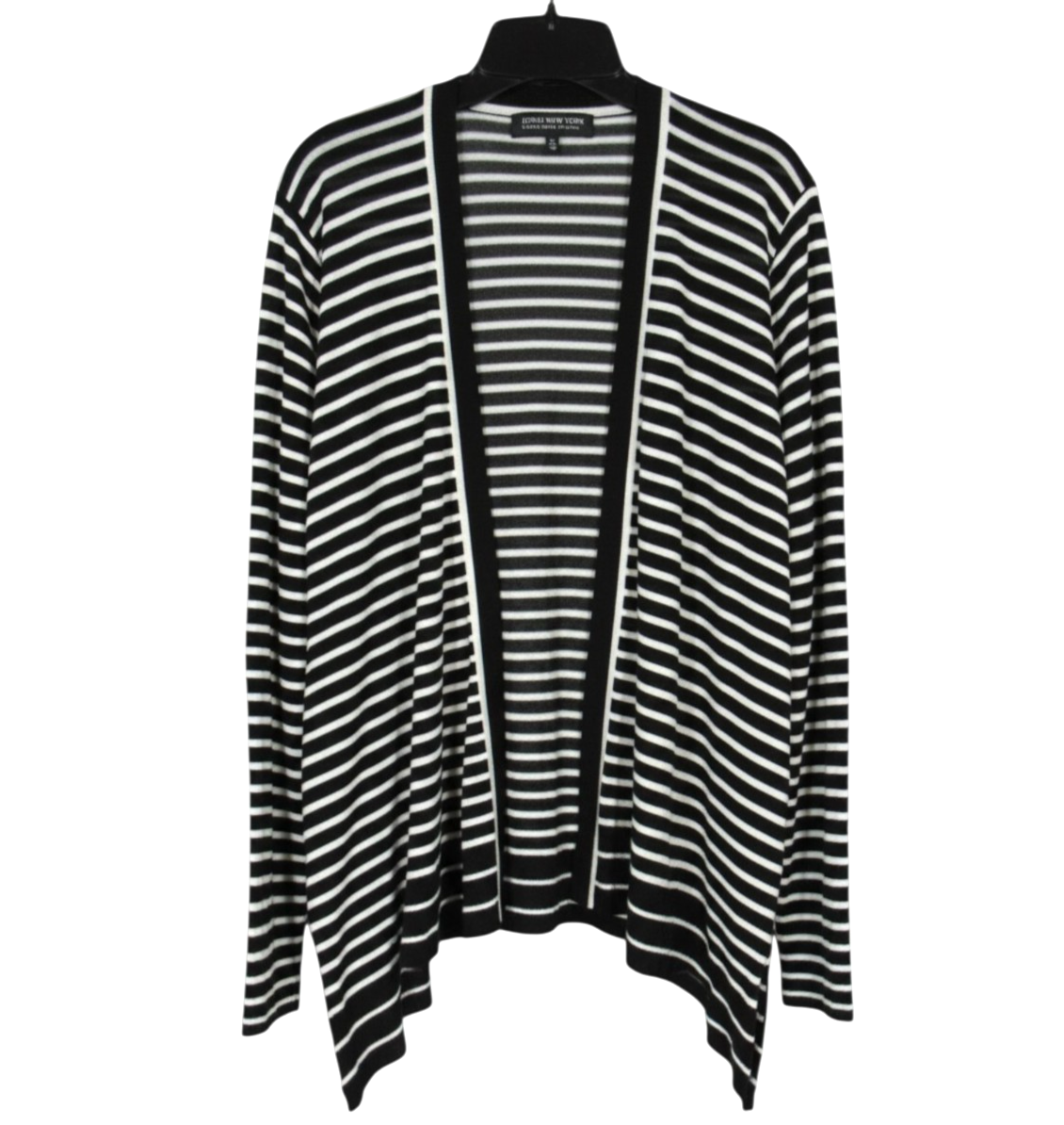 NWT JONES NEW YORK Black Stripes OPEN-FRONT Kimono DRAPE SWEATER CARDIGAN Sz 2X