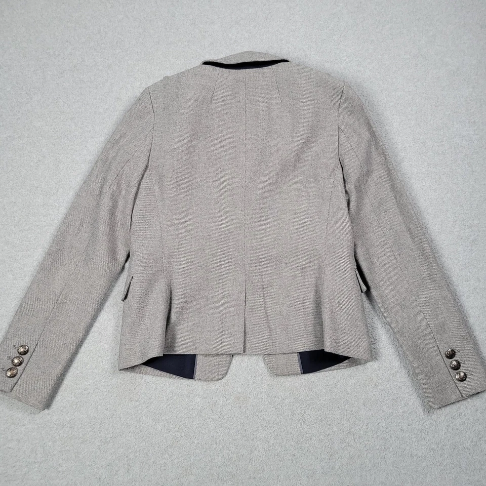 Banana Republic Military Blazer Women 4 Heather Gray Wool Suit Jacket Career - Image 4 of 4