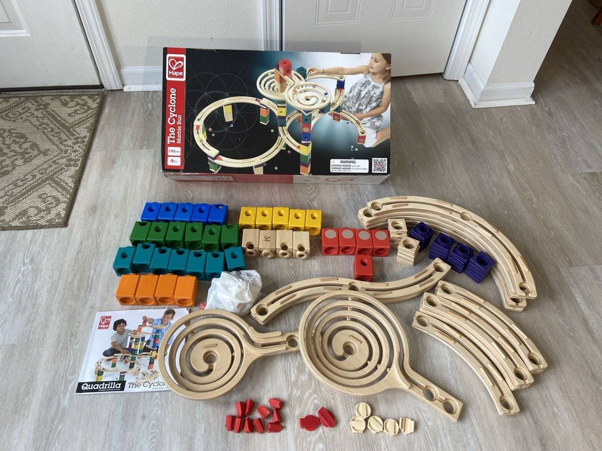 Hape 198 Pcs Cyclone Wooden Marble Run QUADRILLA Set Complete/Used