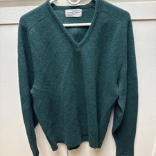 VINTAGE Robert Bruce Sweater Men LG Trent 74 Forest Green 100 Lambs Wool Preppy