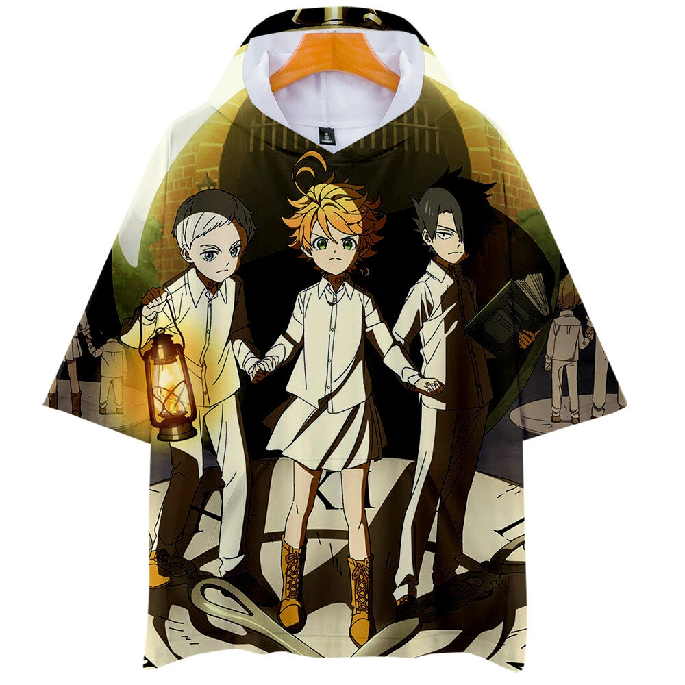 Anime The Promised NeverLand 3D Short Sleeve Loose Shirt Hoodie, Hooded T-Shirt