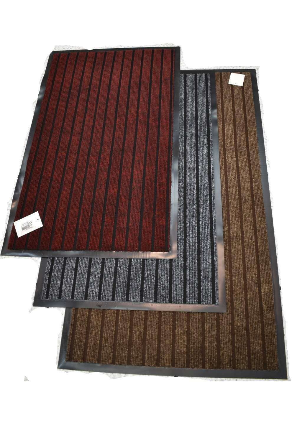 Non Slip Rubber Backed Runner Door Floor Mat Rug Indoor Outdoor Grey ...