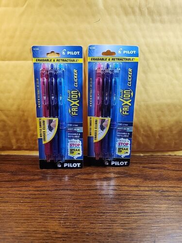 Pilot Gel Pen Frixion Clicker Retractable Assorted, Fine 0.7mm, Lot Of 2 Packs