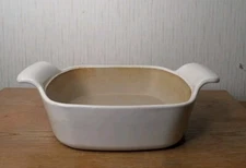 Pampered Chef Glazed Stoneware White Casserole Baker 8x8 Handle 8 Cup 1.9 L 2192
