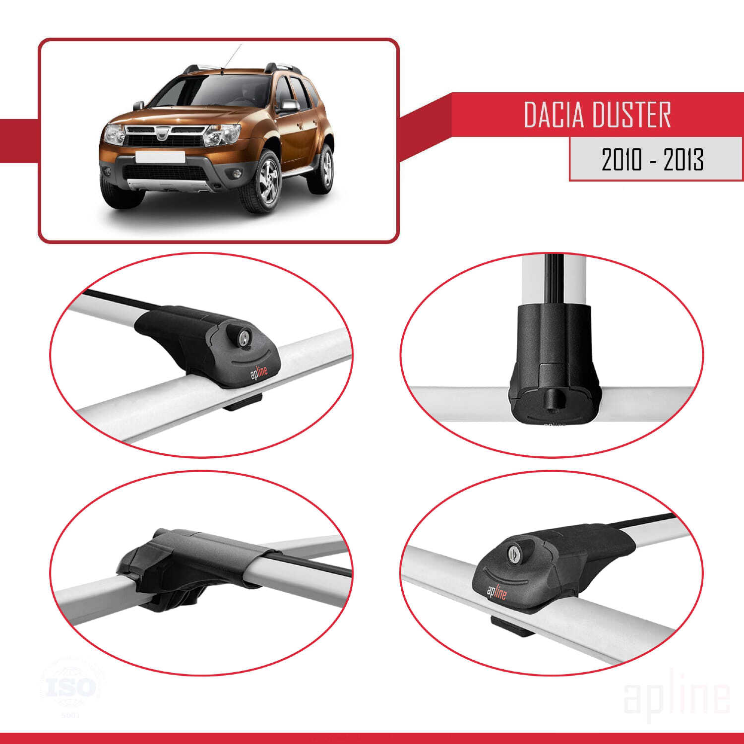 Barres de toit transversales alu ACE-1 Dacia Duster HS 2010 2011 2012 2013 - 4