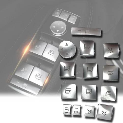 Pearl Silver Window Switch Button Cover 14pcs Fits 12-18 W218 CLS550 CLS63