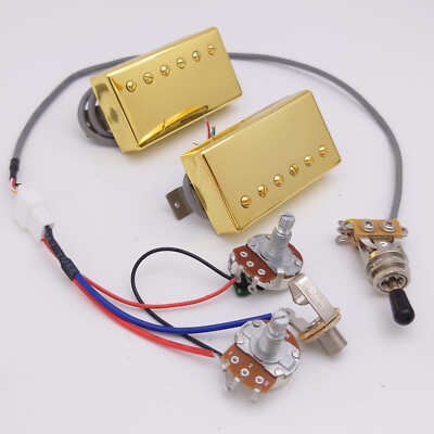 Classic 57 Guitar Bridge&Neck Alnico 2 Humbucker Pickup Gold 4C 1V1T for LP