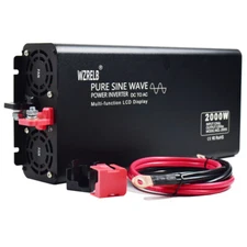 12V Pure Sine Wave Inverter 2000W Power Car Motor Solar System Camp RV Home LCD
