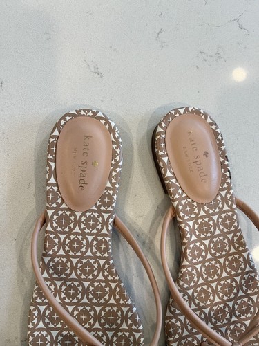 Kate Spade New York Women's Pink Nude Leather Mystic Bow Slide Thong Sandals 9 - Picture 2 of 7
