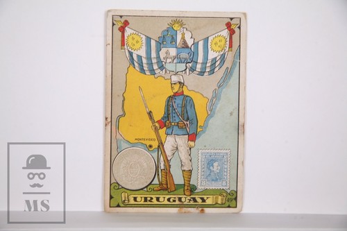 Trading Card - Flag, Soldier & Country. 49, Uruguay - Spanish Chocolate Adv. - 第 1/2 張圖片