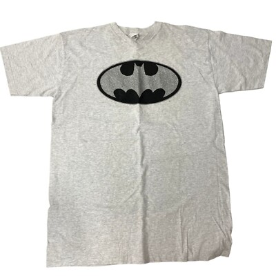 Vtg 90's WARNER BROS DC Comics Heather Gray 1999 BATMAN LOGO Night Shirt OS