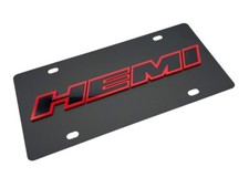 Black Metal License Plate W 3d Black Red New Dodge Hemi Emblem Logo