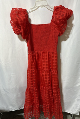 Women's Casual Summer Dress Puffy Short Sleeve Square Neck Red Size Large | eBay Women's Casual Summer Dress Puffy Short Sleeve Square Neck Red Size Large | eBay