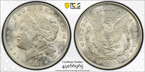 PCGS MS-63! 1921 MORGAN DOLLAR ERROR STRUCK THROUGH OBVERSE ON HAIR - Picture 3 of 3