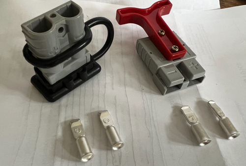 Pair of CE Marked 50 Amp 600v Anderson Style Battery Power Connectors Grey SB50 - Picture 2 of 3