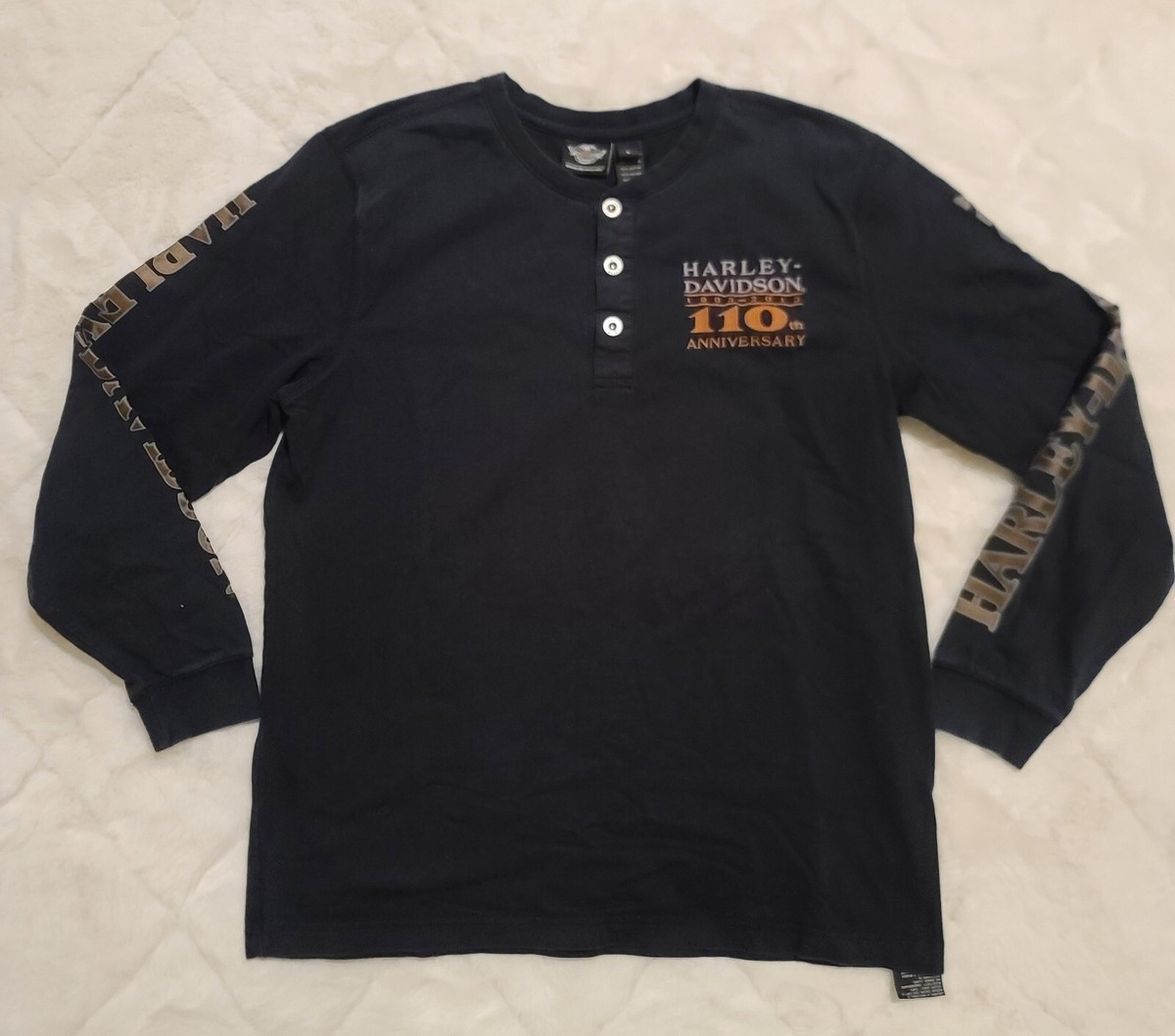 レア✨　USA製 Harley Davidson 110周年記念Tシャツ M Harley-Davidson 110th Anniversary Shirt Mens Large Black