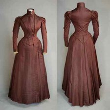 19th Century Duchess Visiting Victorian Edwardian Walking Bustle Dress Ball Gown