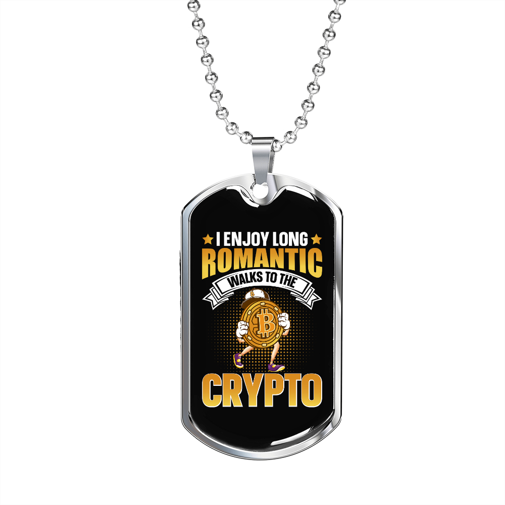 Romantic Crypto Crypto Necklace Stainless Steel or 18k Gold Dog Tag 24