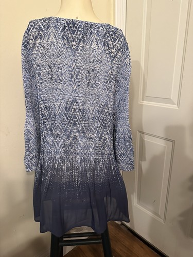 Catherines Shirt Floral Crinkle 3/4 Slit Flare Sleeve Scoop Plus Sz 1X 18/20W - Picture 4 of 6