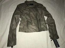 Blanc Noir Womens Genuine Leather Jacket Size Medium