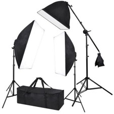 Photography 3 Softbox Boom Stand Continuous Lighting Photo Studio PRE-OWNED