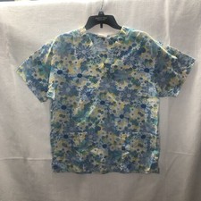 Women  s Peaches Scrub Top 4144 STYLE: THFL BLUE FLORAL PATTERN