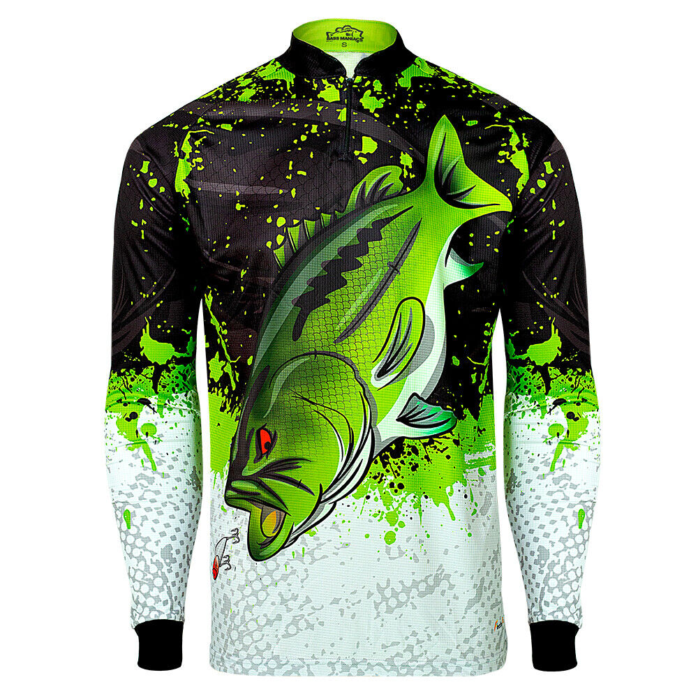 BASS MANIACS BIG BASS FISHING JERSEY TOURNAMENT UPF 35 FeatherLITE