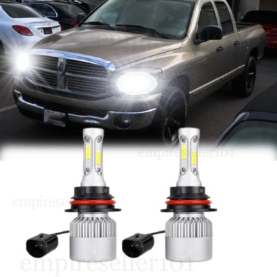3-Side White 9004 LED High Low Beam Headlight Bulbs for Dodge RAM 1500 1994-2001