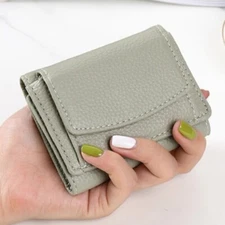 Women's Genuine Leather Small Wallet RFID Blocking Coin Pocket Short Purse Gift