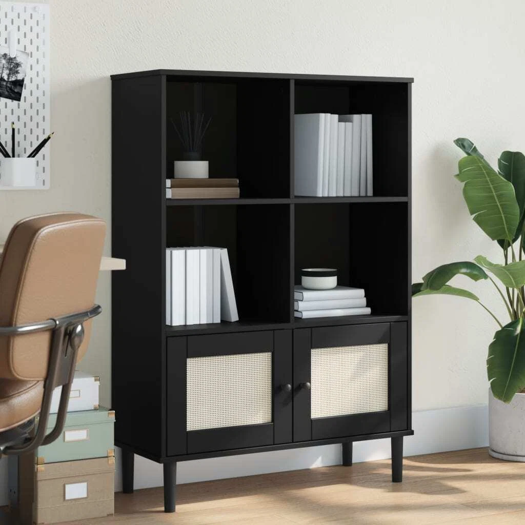Black online rattan bookcase