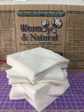 3"-12.5" (100) PreCut Squares WARM & NATURAL Cotton Batting-Bowl Cozy-Rag Quilts