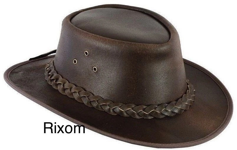 Leather Cowboy Australian Style Hat Oily Leather Western Brown