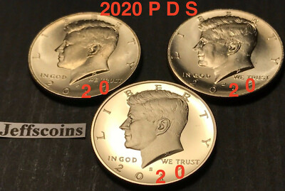 2020 P D S Kennedy Half Dollars Proof +2x Business Strike Clad US Mint Set PDS 3