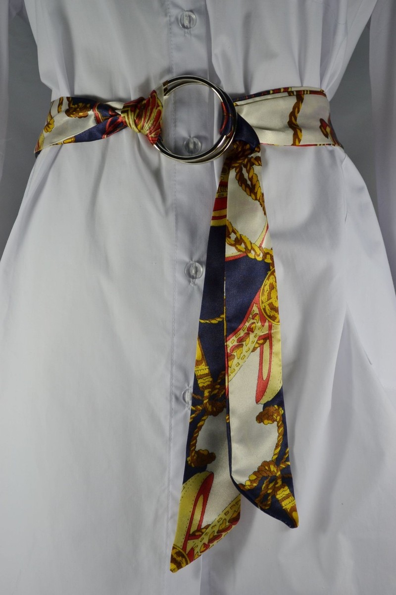 AU 2020 Adjustable Colorful Silk Scarf Knot Buckle Girl Woman