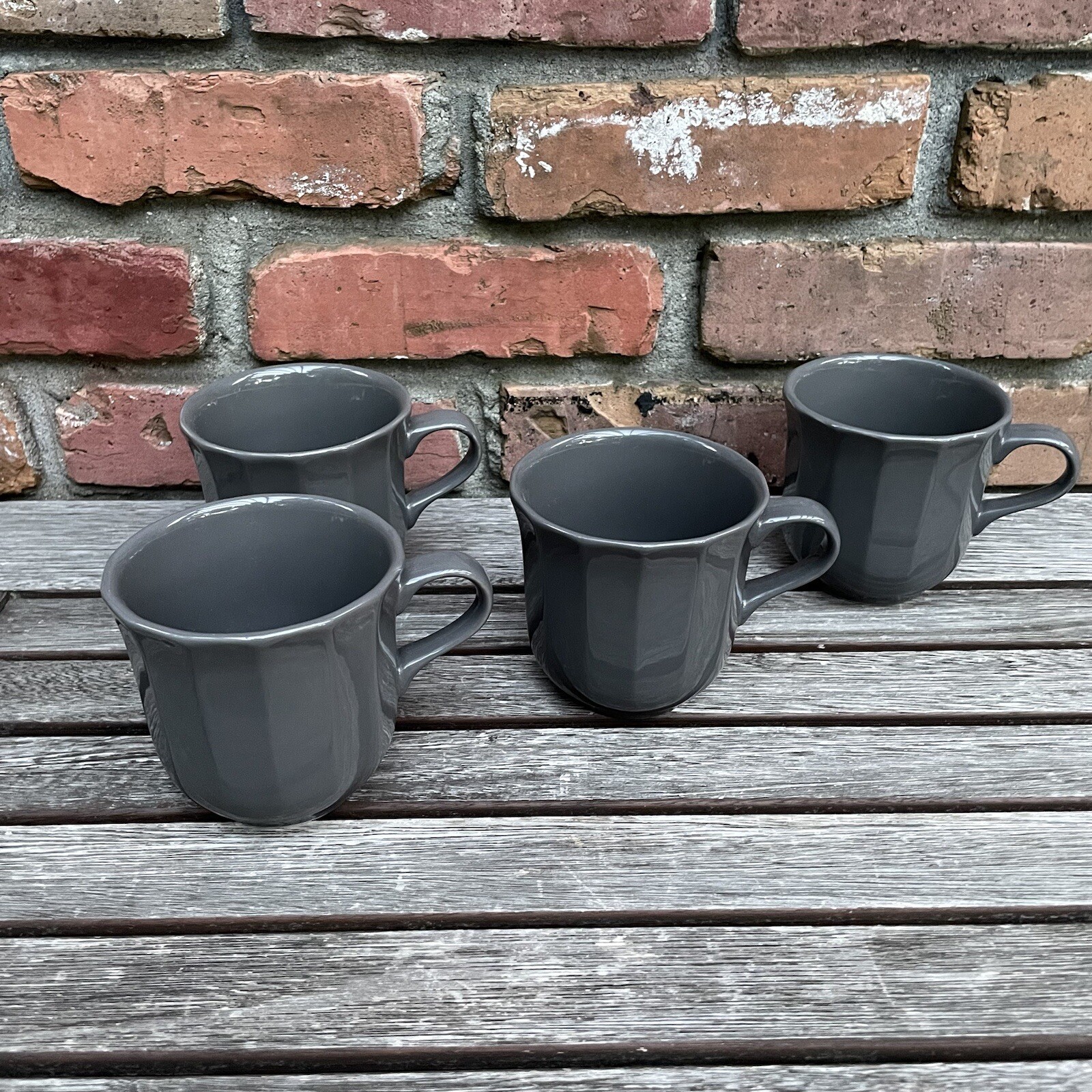 Williams Sonoma Pillivuyt Eclectique Porcelain Mugs Steel Grey Set of 4