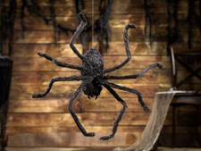 Animated Hairy Black Spider Halloween Prop 3 Ft. Movable Legs Scary Decoration