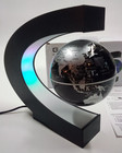 Globe Magnetically Floating in Midair Colorfully Lighted Black & Silver Globe