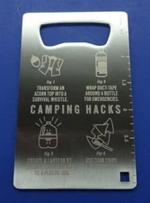 Fossil Camping Hacks Wallet Utility Tool Credit Card Bottle Opener Silver TF