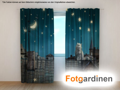 Fotogardinen "Katze" Vorhang 3D Fotodruck, Foto-Vorhang, Maßanfertigung - Picture 1 of 1