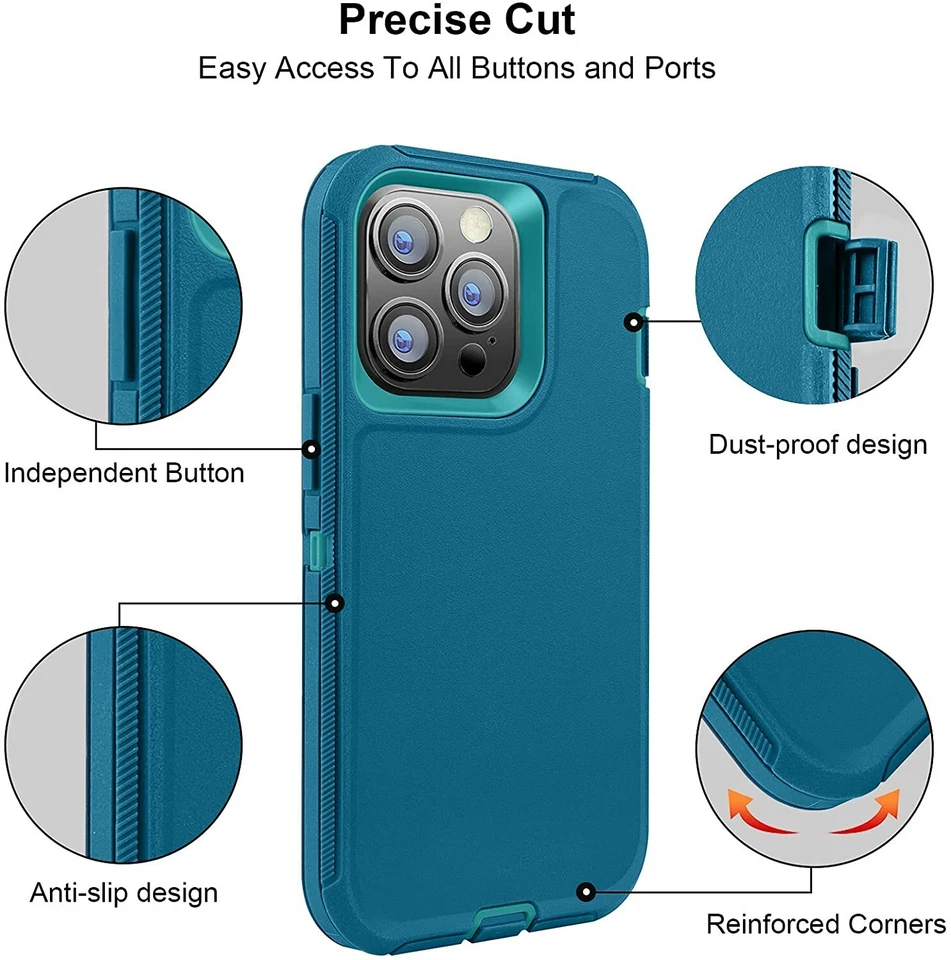 For iPhone 13 12 11 Pro X XR Max 7 8 Plus Shockproof Defender Hard Phone Case - Image 4 of 4
