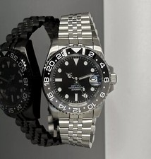 Custom 40mm GMT Diver "Bruce Wayne" Black Grey Mod Watch w/ NH34 Automatic