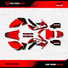Red & Black Shift Racing Graphics kit fits Honda Crf450 05-08 Crf 450 Decals